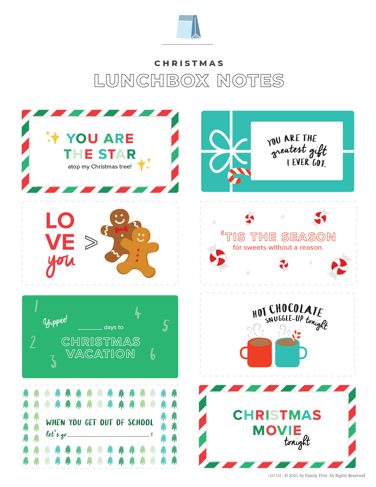 free printable christmas lunchbox notes