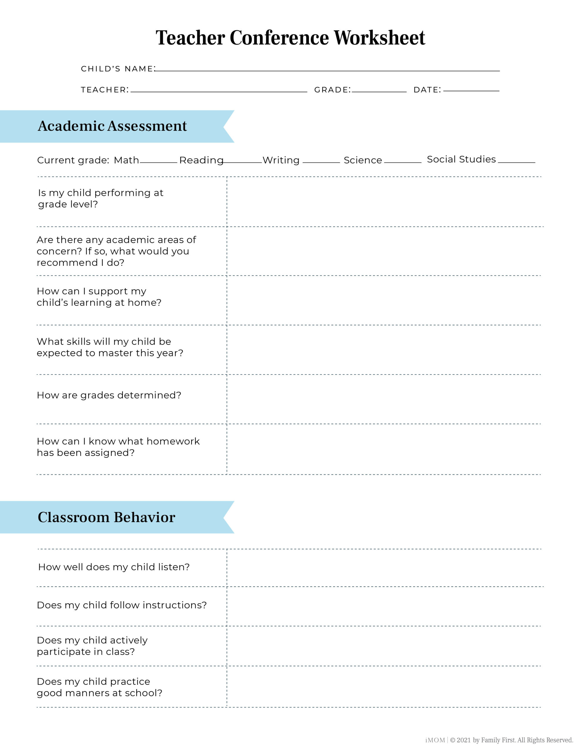 teacher-conference-worksheet